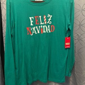 Green Feliz Navidad Long Sleeve Shirt